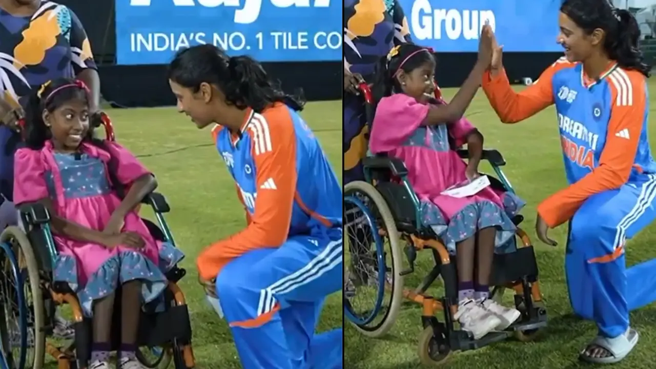 Smriti Mandhana with a fan on wheelchair at Women's Asia Cup