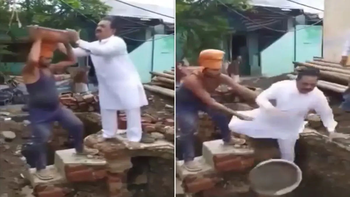 'Snap Happy' Doctor Takes An Unplanned Dive Into Pit During Temple Construction In Seoni | WATCH 'Snap Happy' Doctor Takes An Unplanned Dive Into Pit During Temple Construction In Seoni | WATCH