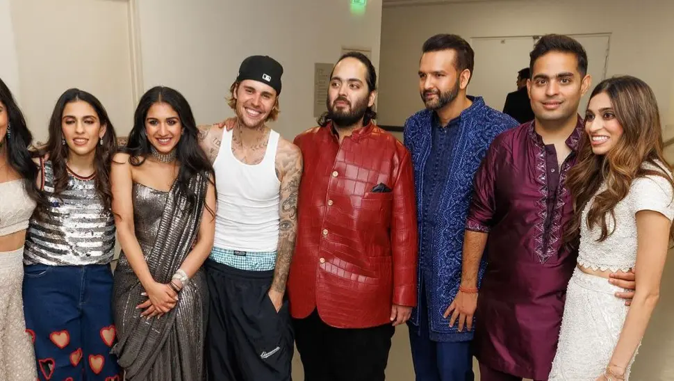 Justin Bieber with the Ambanis
