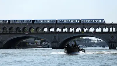 Will the Seine be Clean Enough by the Olympics? Not Even the Experts Know Yet Soldiers patrol on the Seine river, Wednesday, July 17, 2024 in Paris.