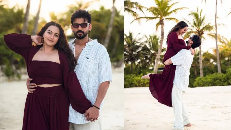 Sonakshi Sinha-Zaheer Iqbal: मालदीव में पति संग रोमांस फरमाती दिखीं सोनाक्षी, जहीर ने गोद में उठाया तो ऐसे दिया पोज Sonakshi Sinha-Zaheer Iqbal