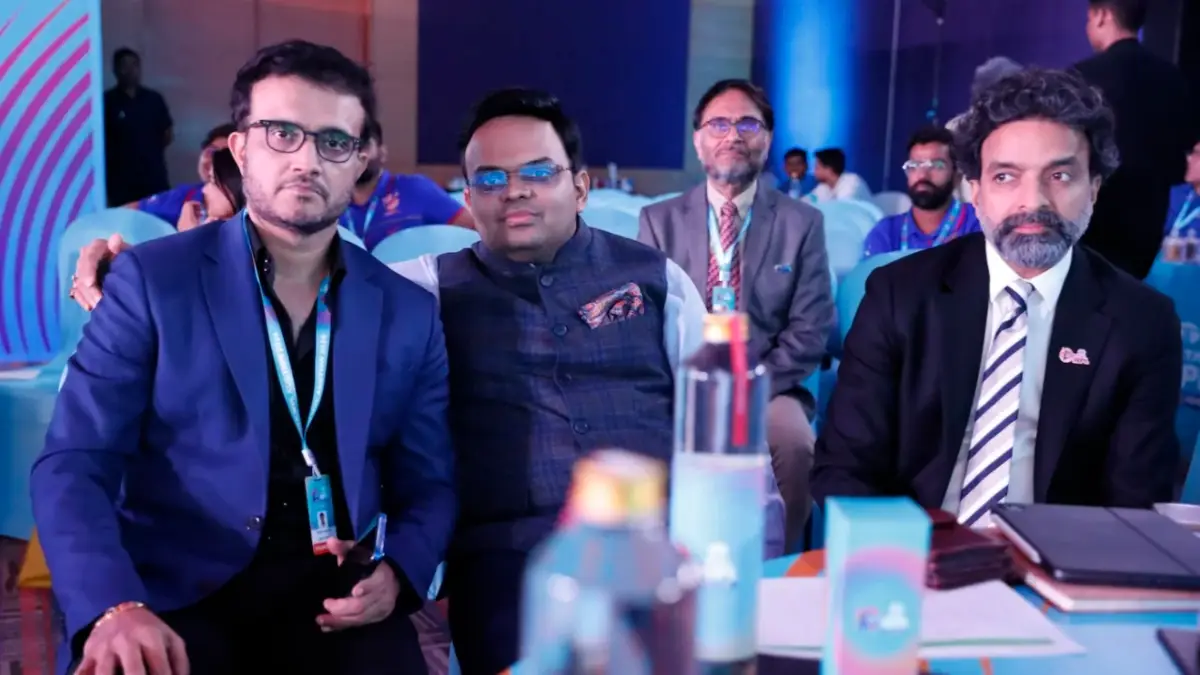 Sourav Ganguly, Jay Shah and Arun Dhumal