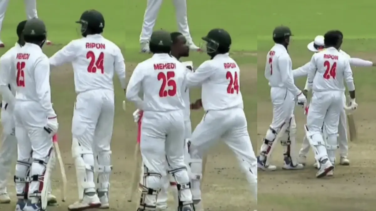 South Africa and Bangladesh players fight