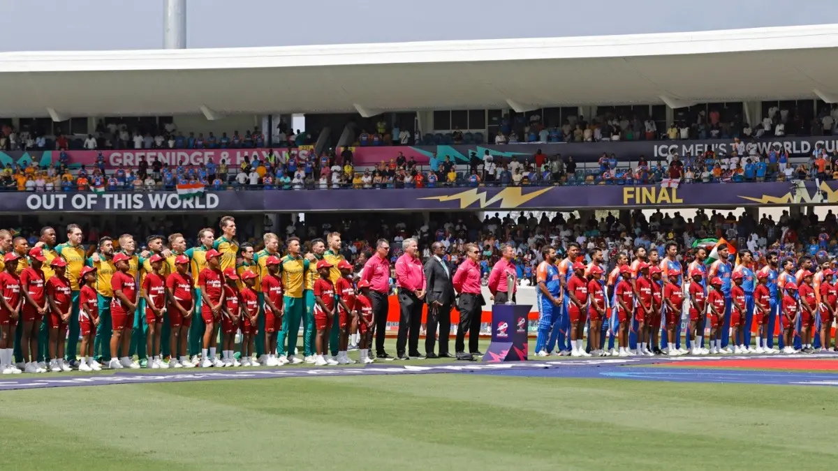 India vs South Africa, Head-To-Head: Who Holds The Edge In T20 World Cup 2026 Super Eight Clash South Africa and Indian players standing for national anthems during T20 World Cup 2024 final