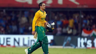 South Africa's Quinton de Kock On The Brink Of Achieving Elusive T20 Milestone South Africa's Quinton de Kock walks back to the pavilion after getting dismissed against India in the 3rd T20I