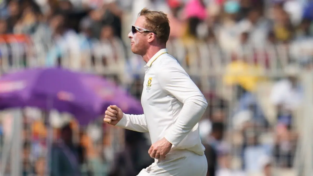IND vs SA: Simon Harmer Leapfrogs Dale Steyn To Achieve Historic Landmark Following 17-Wicket Haul In Tests Against India South Africa's Simon Harmer celebrates after taking a wicket in Kolkata Test against India