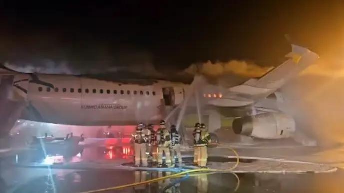 South Korean Plane Catches Fire