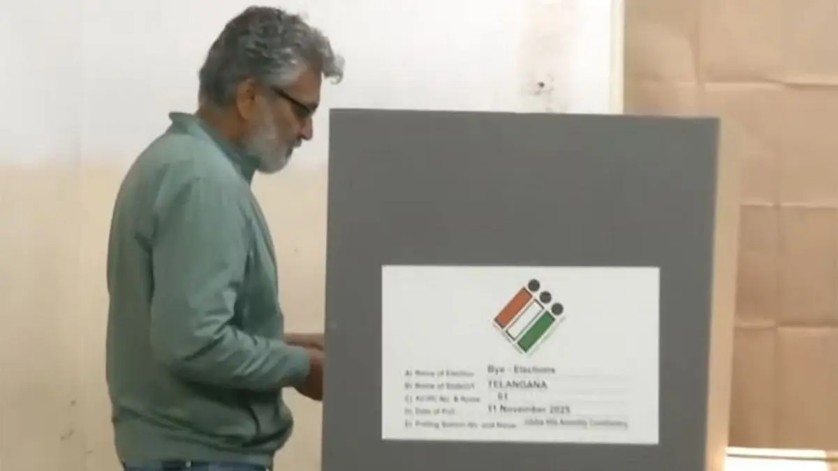 SS Rajamouli at polling booth.
