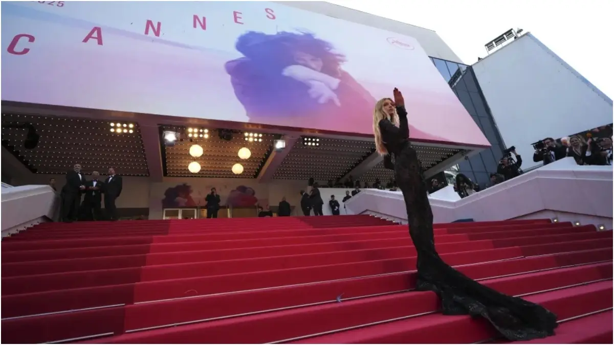 Cannes Film Festival 2025 Comes To A Halt On The Day Of Its Closing Ceremony, Screenings Suspended - Here's Why Stella Maxwell poses for photographers upon arrival at the premiere of the film The Phoenician Scheme at the 78th edition of Cannes