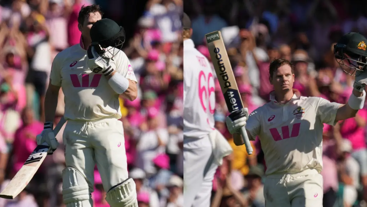 Steve Smith celebrates Test ton