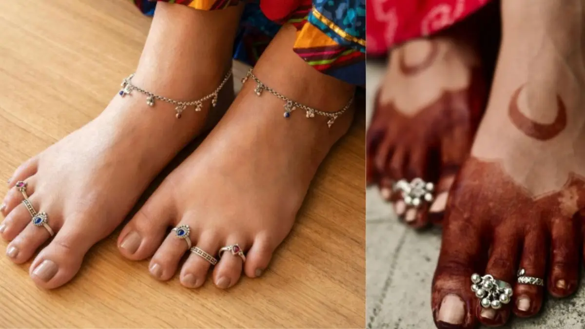 Stone Work Toe Ring Designs