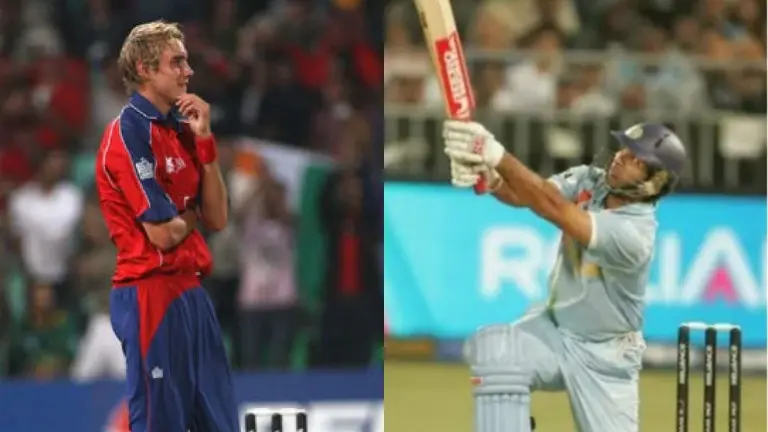 Stuart Broad and Yuvraj Singh