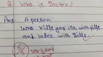 'First Kills With Pills, Then Bills': Student's Humorous Answer to 'Who is a Doctor?' Stuns the Internet Student viral post