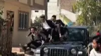Students fall off moving Thar while entering farewell party