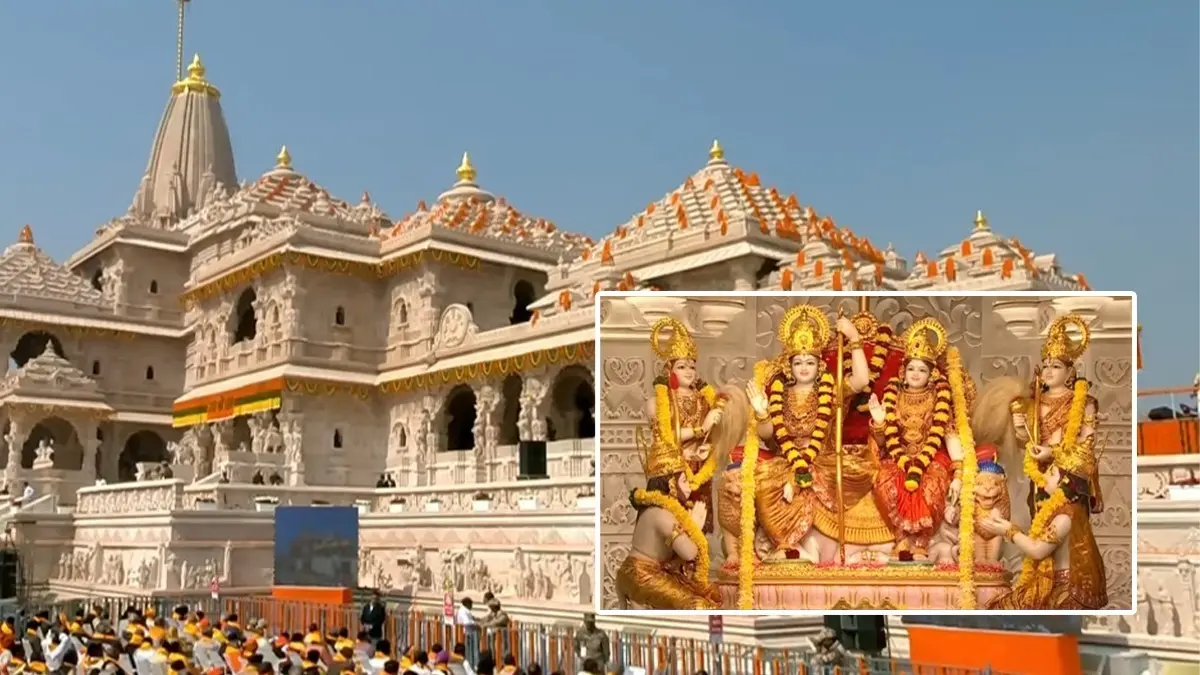 Stunning Divine Look Of Ayodhya Ram Darbar Lord Ram, Sita, Lakshman, and Hanuman Idols as Nation Celebrates Dharma Dhwajarohan Stunning Divine Look Of Ayodhya Ram Darbar Lord Ram, Sita, Lakshman, and Hanuman Idols as Nation Celebrates Dharma Dhwajarohan