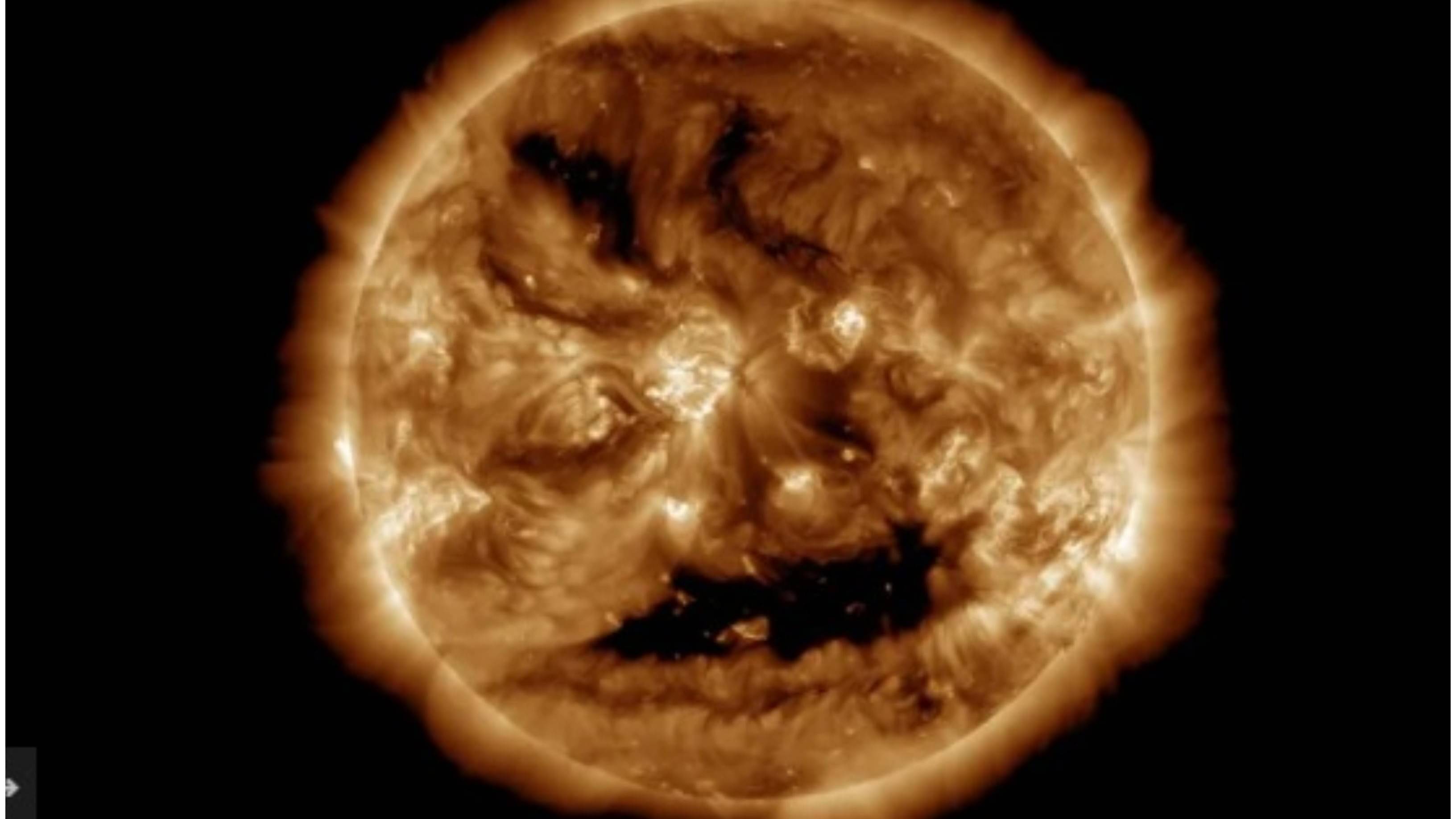 Sun Sports a Spooky Jack-O'-Lantern Face for Halloween!