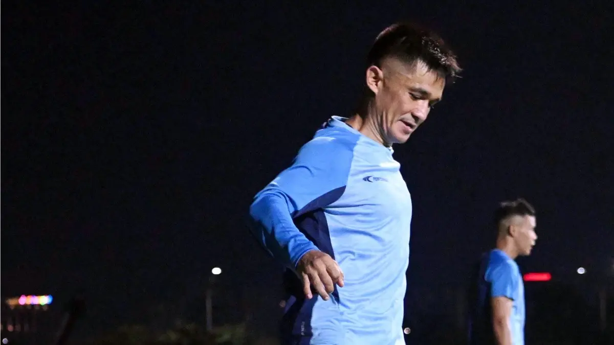 Sunil Chhetri during practice session
