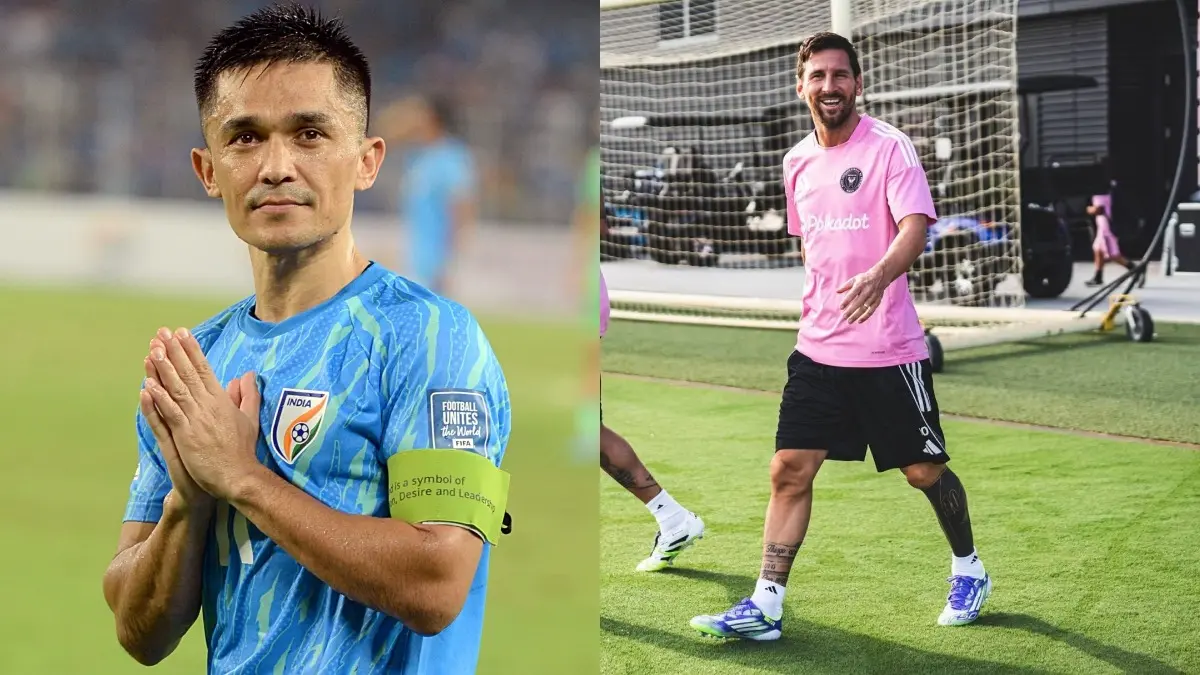 Sunil Chhetri (left), Lionel Messi (right)