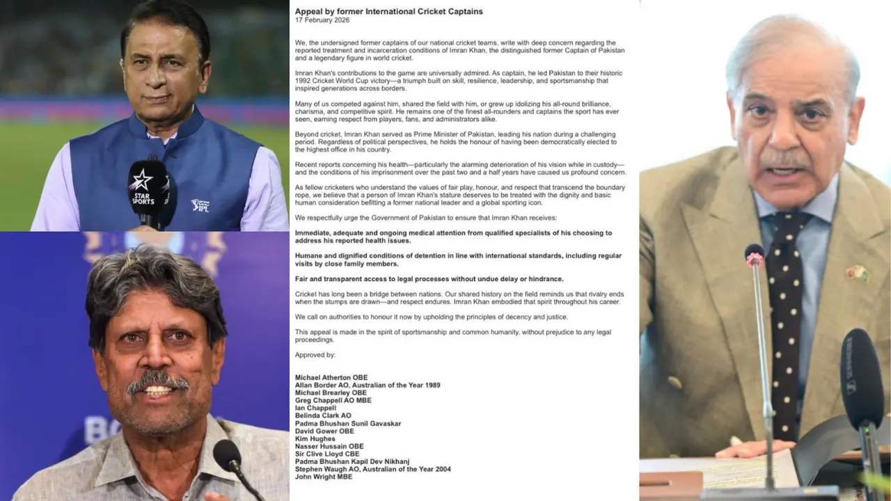 भारत-पाकिस्तान मैच के बाद ऐसा क्या हुआ? सुनील गवास्कर-कपिल देव सहित 14 पूर्व दिग्गज कप्तानों ने लिखी शहबाज शरीफ को चिट्ठी Sunil Gavaskar, Kapil Dev among 14 legends write Shahbaz Sharif immediate medical care Imran Khan india vs pakistan