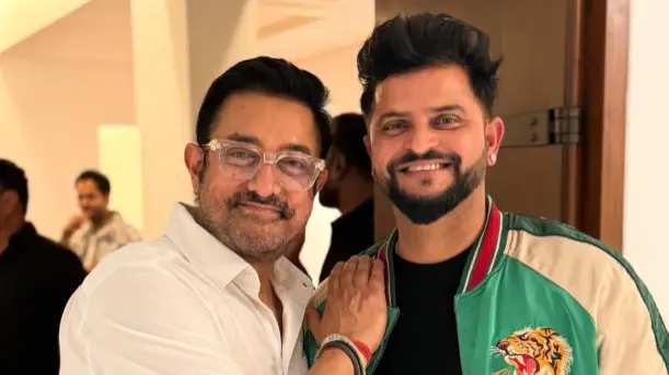Cricketer Suresh Raina Attends Special Screening Of Loveyapa With Aamir Khan, Says 'Junaid Khan Is Going To Shine' Suresh Raina with Aamir Khan