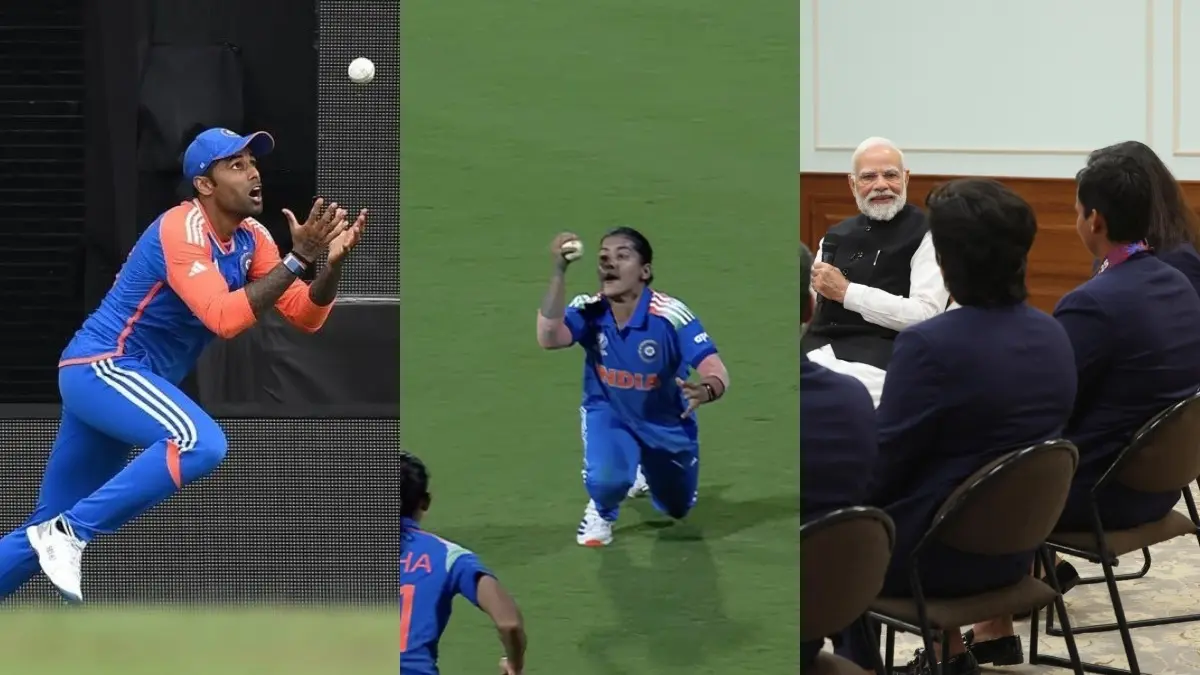 WATCH | PM Narendra Modi Smartly Compares Amanjot Kaur's Catch to One Taken by Suryakumar Yadav in T20 WC Final Suryakumar Yadav, Amanjot Kaur, Narendra Modi