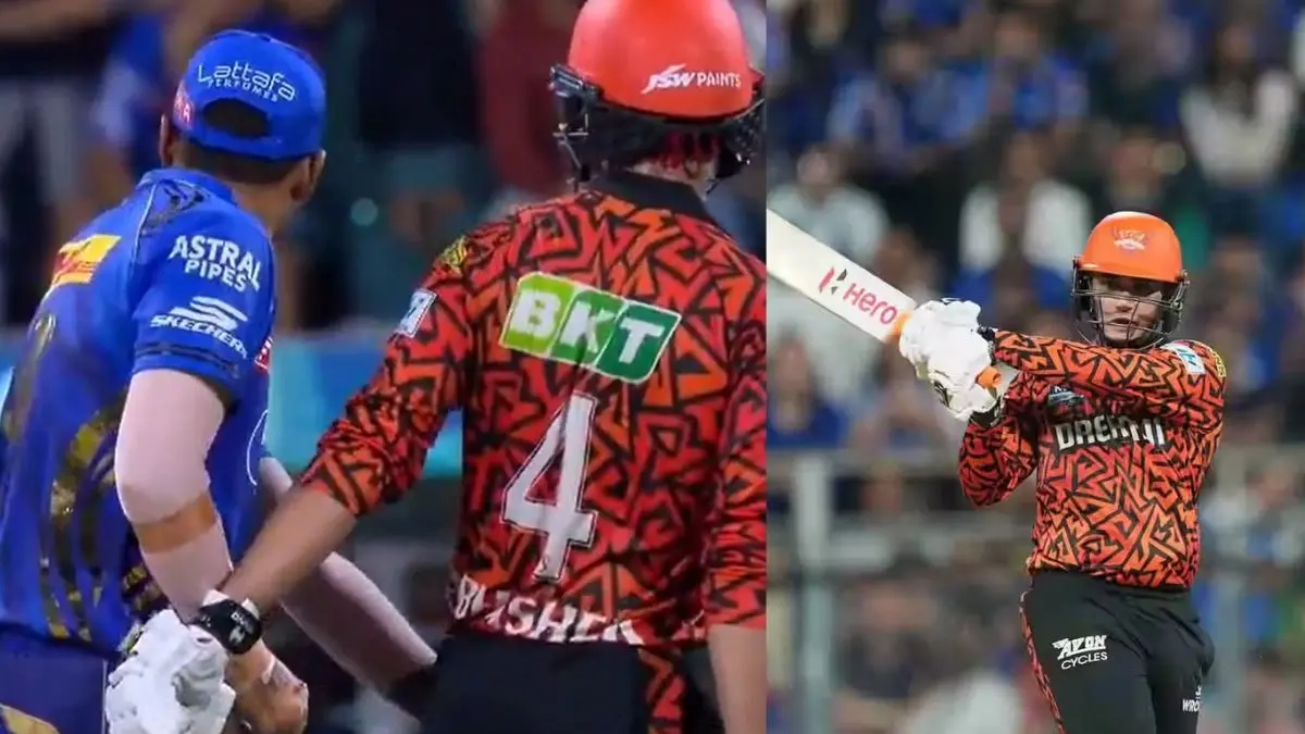 suryakumar Yadav checks abhishek sharma pocket video viral Mumbai Indians beat sunrisers Hyderabad srh vs mi highlights