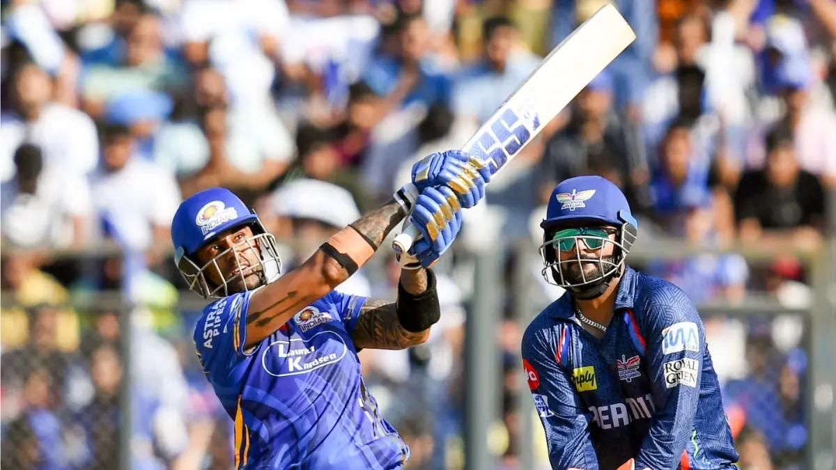 Suryakumar Yadav in action during MI vs LSG clash