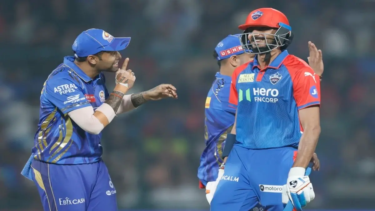 Updated Points Table After A Jubilant Mumbai Indians Hand Delhi Capitals First Loss In IPL 2025 Suryakumar Yadav shares a light moment wuith Axar Patel