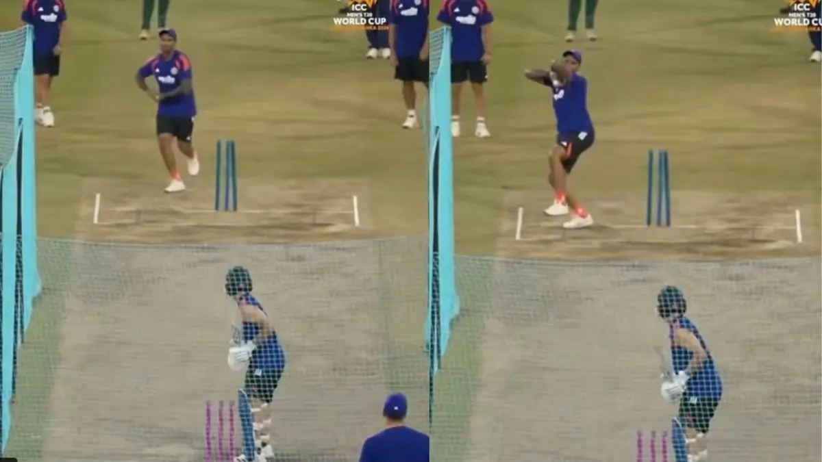 T20 World Cup 2026: IND vs PAK मैच से पहले SKY ने की पाकिस्तानी स्पिनर उस्मान तारिक की नकल, VIDEO वायरल SURYAKUMAR YADAV VIDEO VIRAL