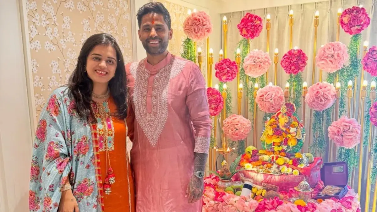 Suryakumar Yadav with his wife, Devisha Yadav