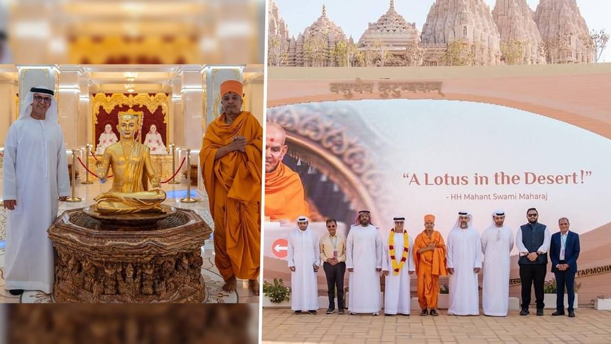 Swami Brahmaviharidas led a tour of BAPS Hindu Mandir in Abu Dhabi 