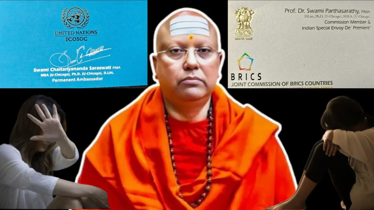 swami chaitanyananda saraswati fake calls pmo name un brics visiting card
