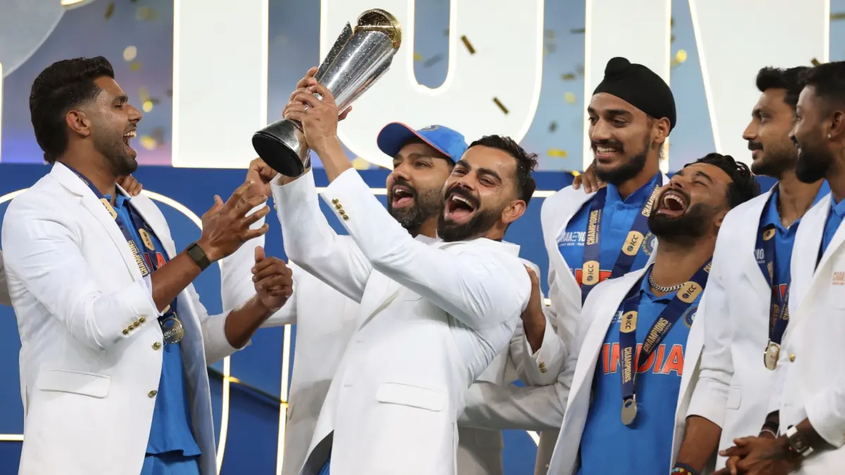 Team India celebrate their Champions Trophy win