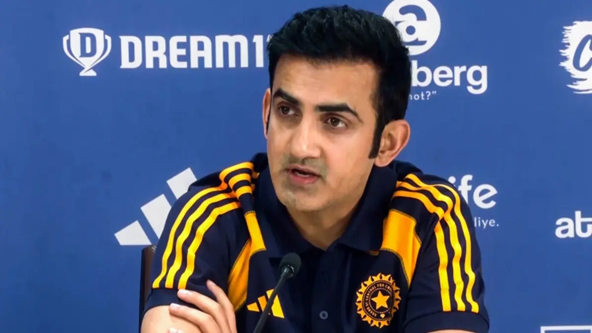 Team India head coach Gautam Gambhir in a press conference before leaving for England