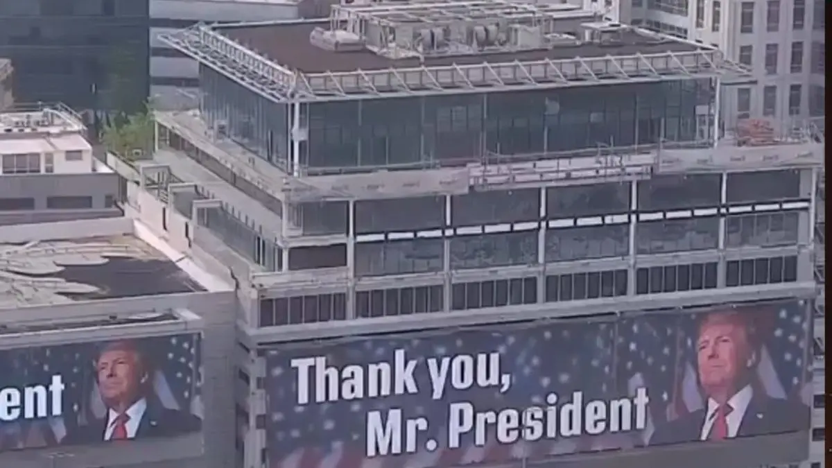 ‘Thank You, Mr. President’: Israel Puts Up Trump Banner in Tel Aviv After US Bombs Iran’s Nuclear Sites