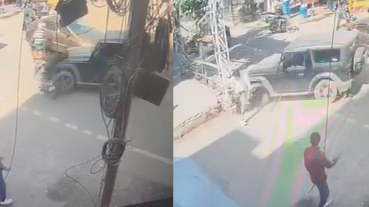 Thar Driver Hits Pedestrian, Rams Into Motorcycle In Broad Daylight In Jaipur | Watch