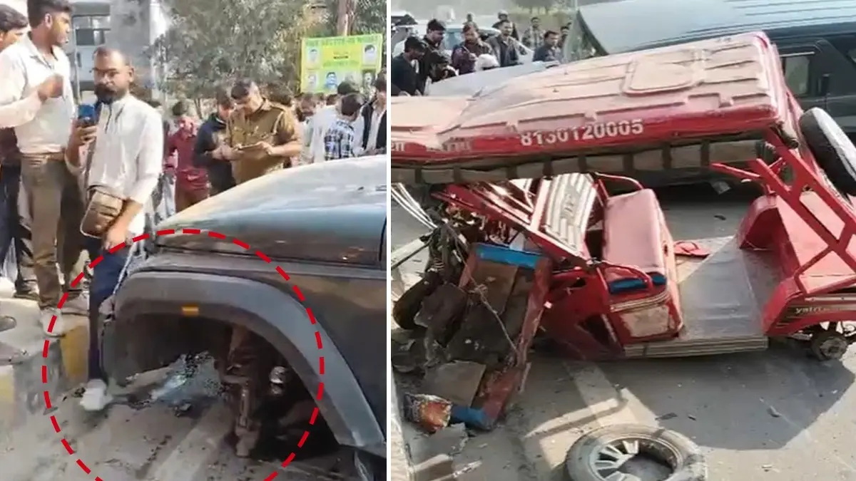 4 Injured After Thar Collides With E-Rickshaw in Noida's Sector 49 Thar Collides With E-Rickshaw in Noida's Sector 49