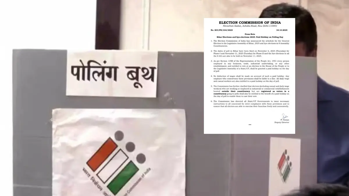 The Election Commission said no wages will be deducted on account of such a paid holiday.