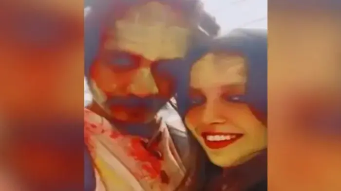 The Holi video, recorded on March 14, captures Muskan and Sahil in a moment of celebration.