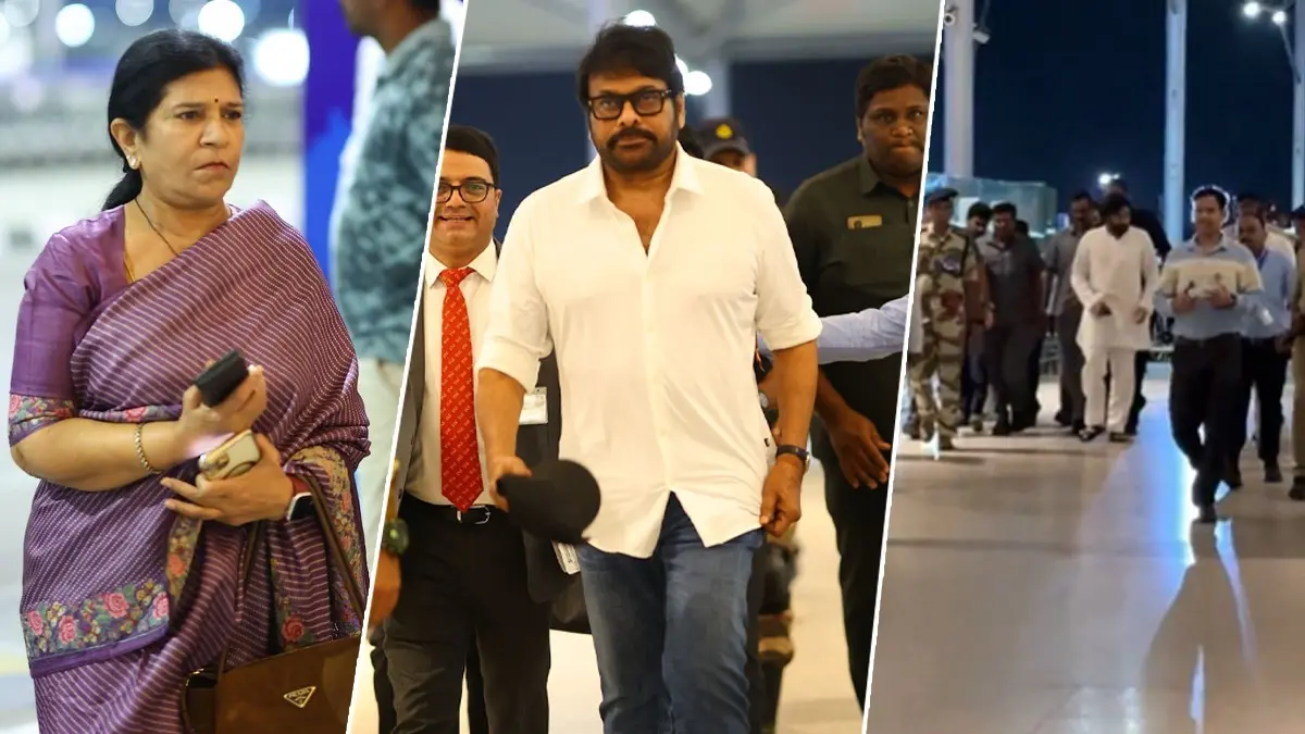 Watch | Pawan Kalyan, Chiranjeevi And Surekha Rush To Singapore After Former's Son Mark Injured In School Fire Accident The Mega Family At Hyderabad Airport.