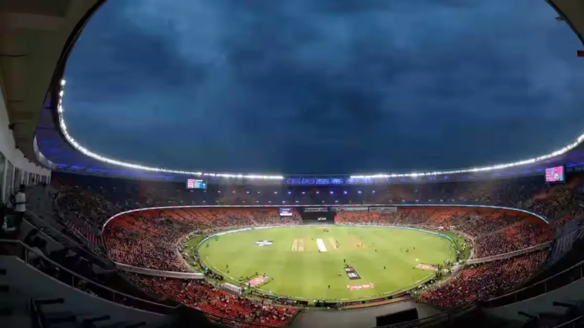 The Narendra Modi Stadium in Ahmedabad during the IPL 2025 Qualifier 2 Clash between PBKS and MI