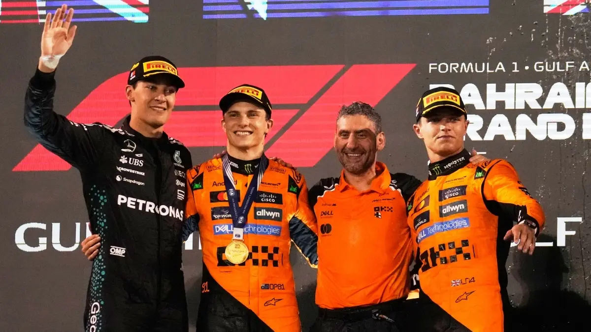 The podium following the Bahrain Grand Prix.