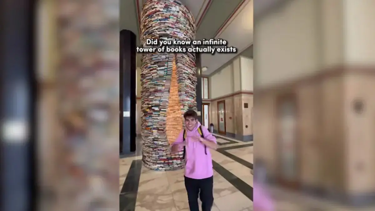 Vlogger reveals what the Infinite Book Tower looks like.