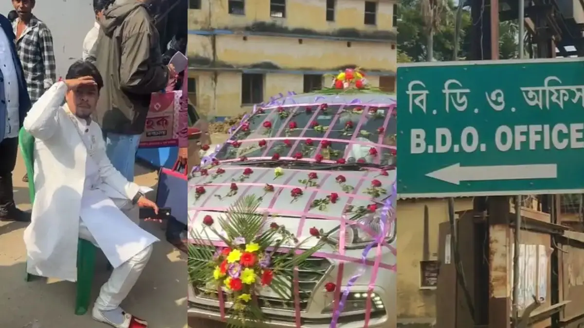 Groom Queues Up For SIR Verification, Bride Waits Outside In Flower-Decked SUV, Breaks Internet Groom Queues Up For SIR Verification, Bride Waits Outside In Flower-Decked SUV, Breaks Internet