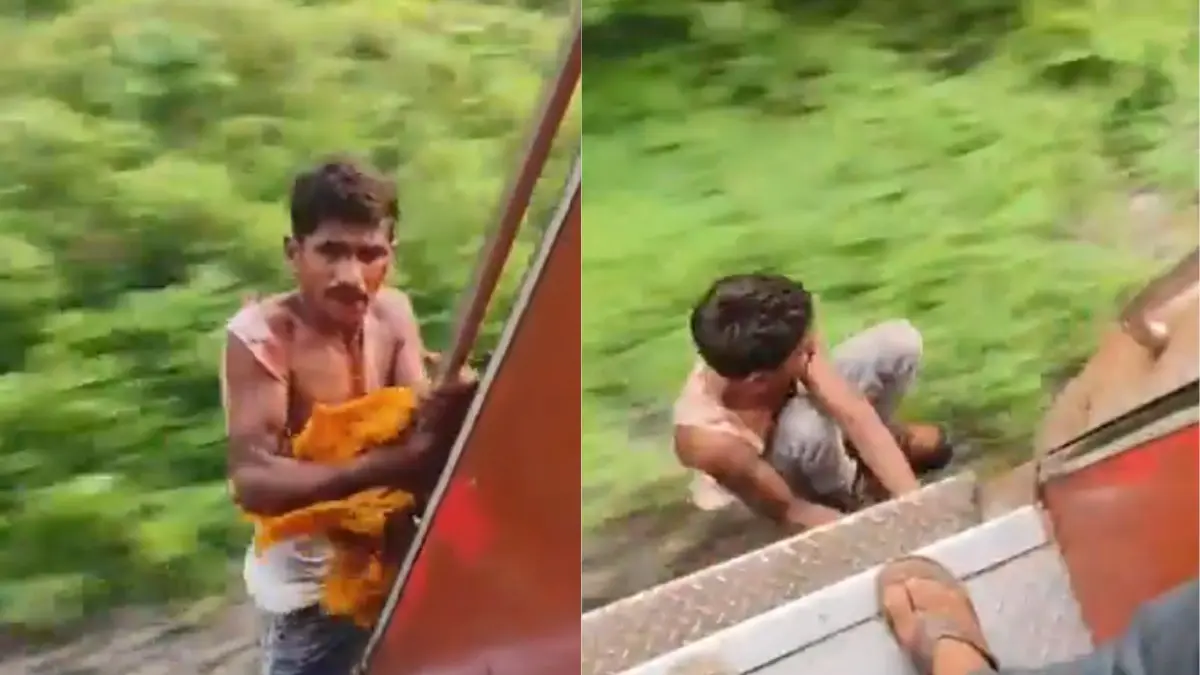 Watch: Thief Hangs From Moving Train After Snatching Phone, Jumps Into Bushes to Escape Thief Clings to Moving Train’s Door After Stealing Phone
