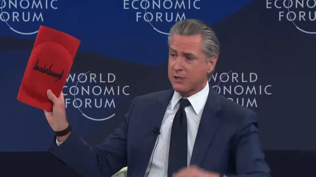 'This Is Serious!': Why Gavin Newsom Brought 'Trump' Knee Pads To WEF In Davos