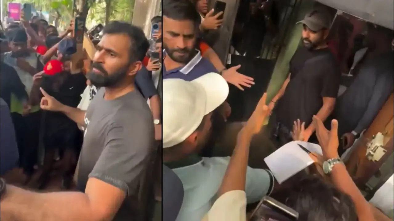 Thousands of fans came to see Rohit Sharma as abhishek nair poses like bodyguard to protect him video viral