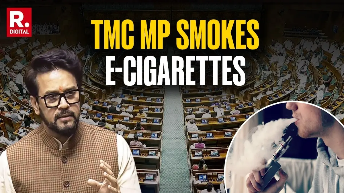 TMC MP caught vaping in Parliament, Anurag Thakur calls out