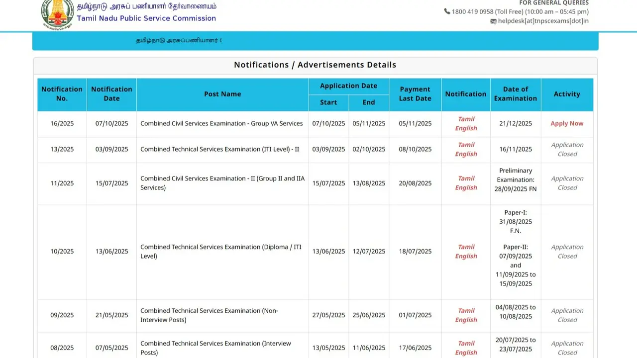 TNPSC Group V Recruitment 2025 Registration Begins