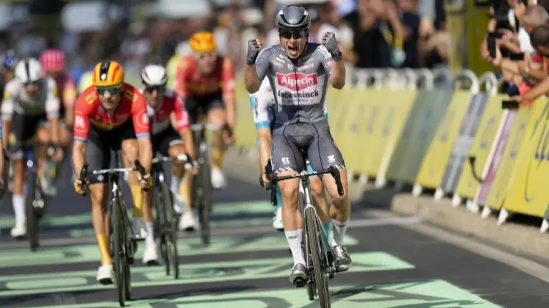 Belgian sprinter Philipsen completes hat trick of stage wins at Tour, Girmay falls near finish Tour De France